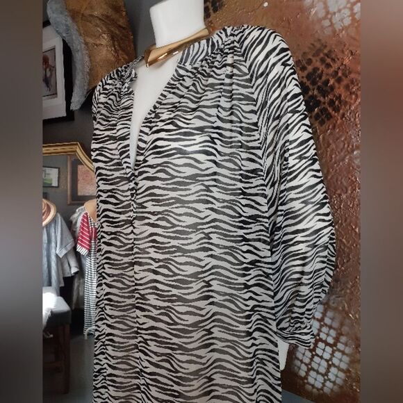 Zara NWT Sheer Zebra Print Midi Tunic Dress - Picture 9 of 16